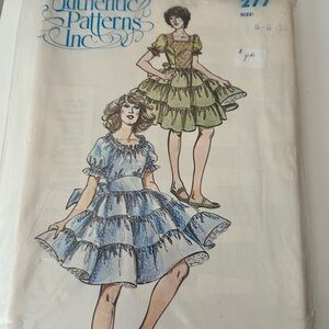 4/$100 Authentic Patterns Vintage Dress sew with Blue and Green Designs